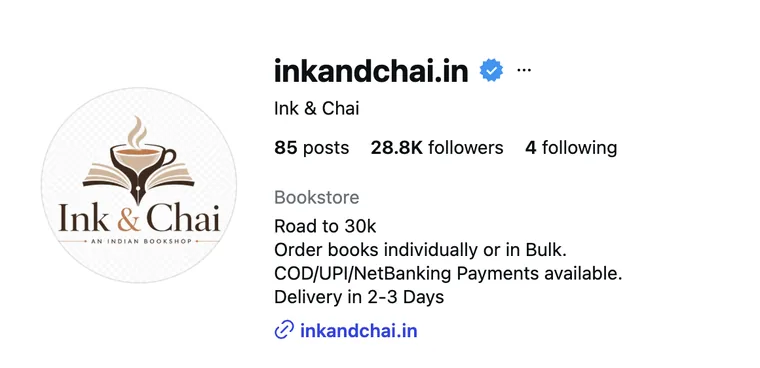 Ink & Chai is a Meta Verified Business on Instagram — 28.8K followers